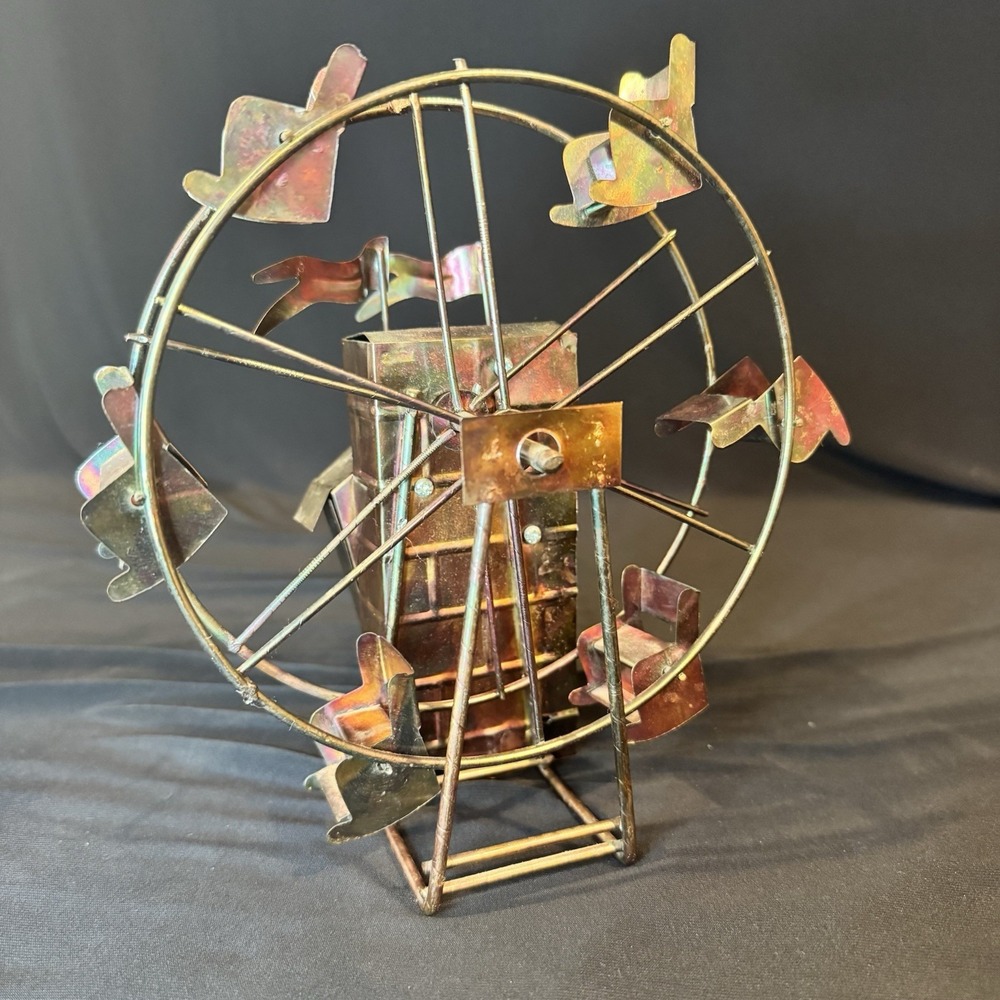 Vintage Copper Tin and Wire Mechanical Ferris Wheel Music Box Works Tested